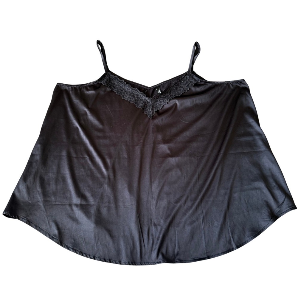Torrid Sleep Women Black Satin Lace Trim V-Neck Camisole Cami Top Plus Size 3 3X